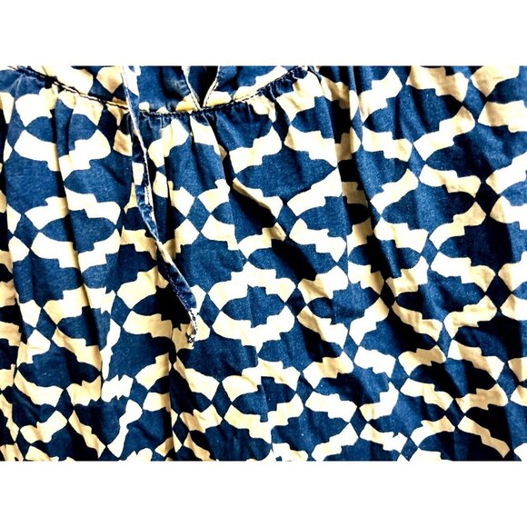 J.CREW The Indigo Tunic A-Line Top in Blue White Geometric Print Size XSmall/0 - Picture 7 of 8